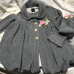 Mack& co 3t grey soft fleece grey coat/hat combo
